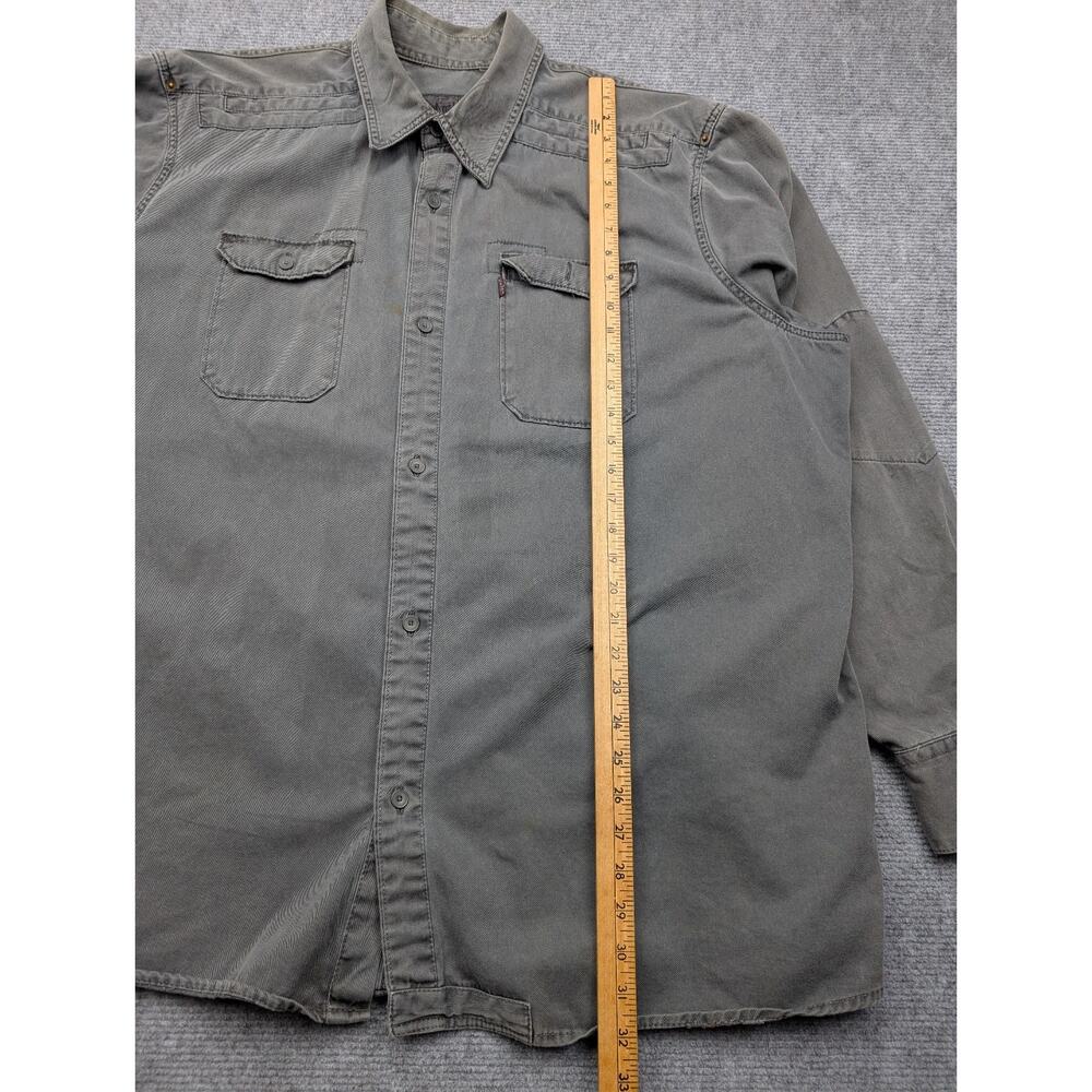 Levis Canvas Button Up Shirt Mens XXL Gray Work Wear Utility Thick Cotton Rugged - Picture 5 of 11